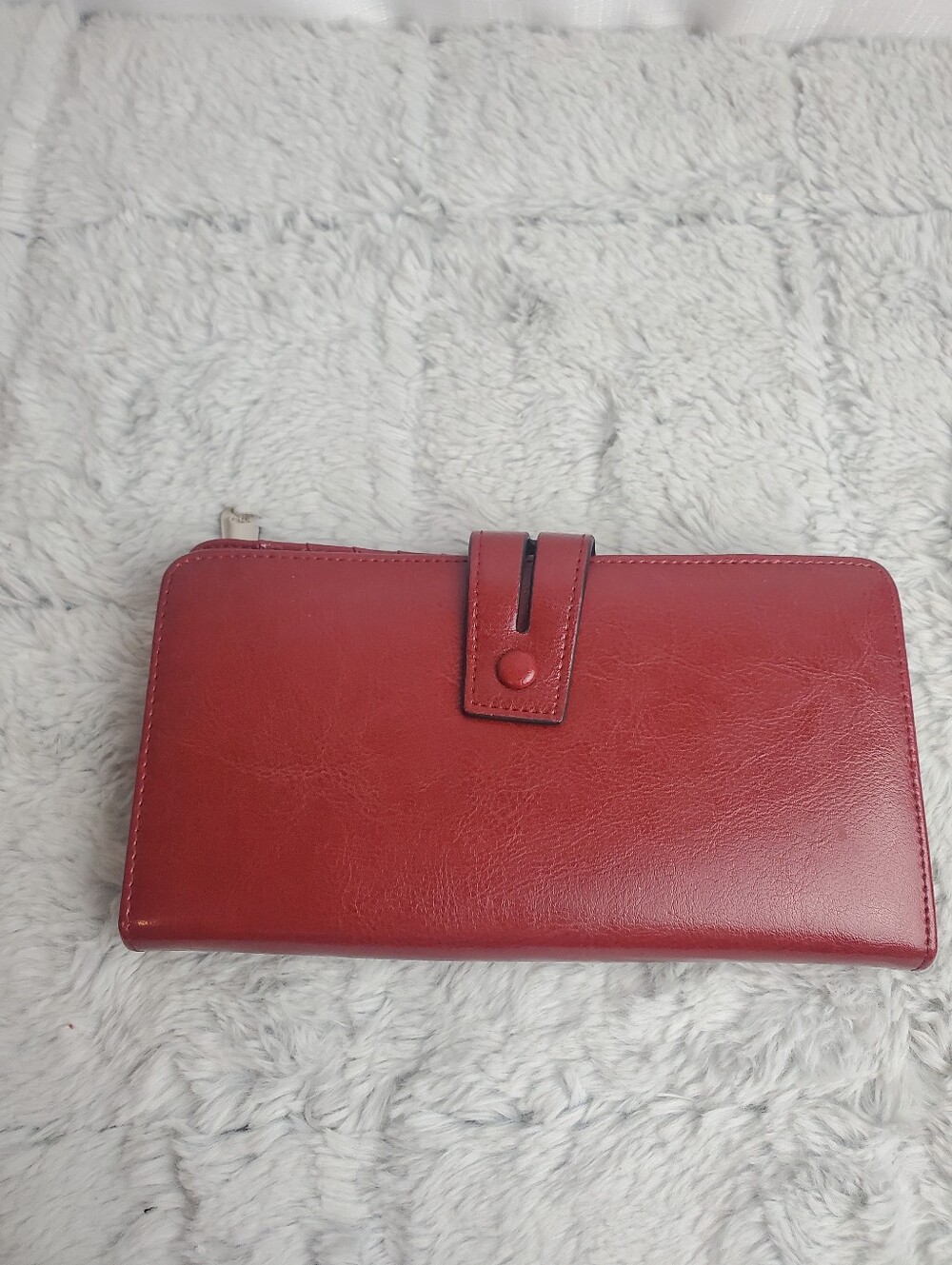 BOSTANTEN Red Leather Bifold Wallet Zip Pocket ID Window Card Holders Checkbook